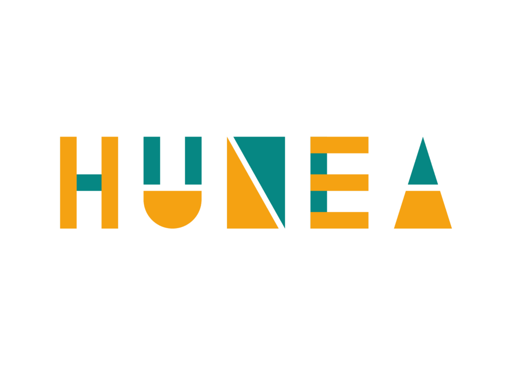 Une conception d'un logo représentant la marque de nourriture pour cochon d'Inde, HUNEA.