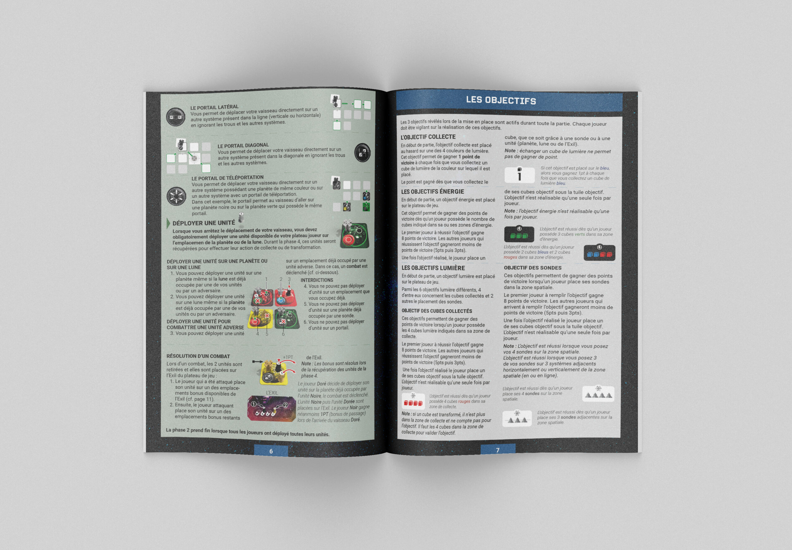 Livret de règle pour jeux de société page 6 et 7.