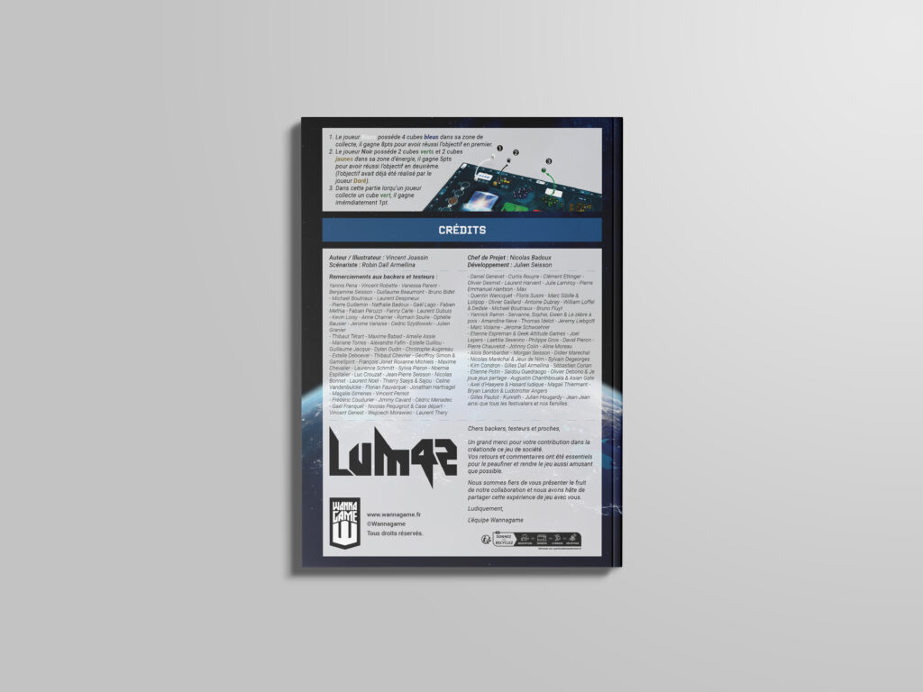 Livret de règle pour jeux de société page 8.